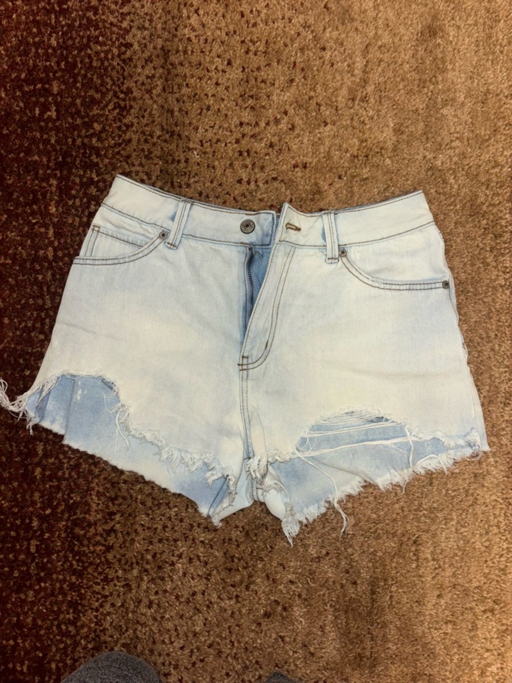 Rewash Light Blue High-Waist Distressed Denim Shorts